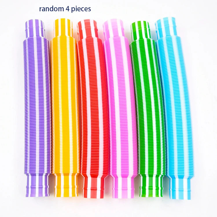Mini Pop Tubes Fidget Toy Set van 4 Kleurrijke Buisjes (Stress & ADHD)