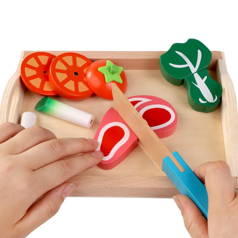 Houten Magnetische Snijset – Groenten & Fruit | Montessori Keuken Speelgoed