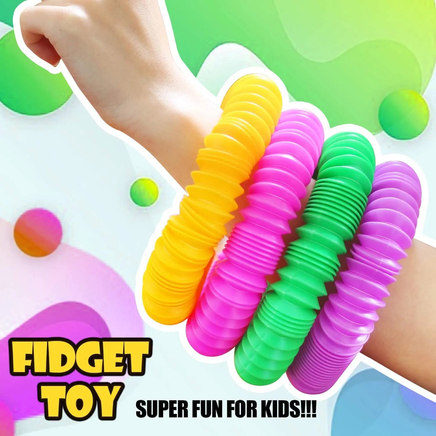 Mini Pop Tubes Fidget Toy Set van 4 Kleurrijke Buisjes (Stress & ADHD)