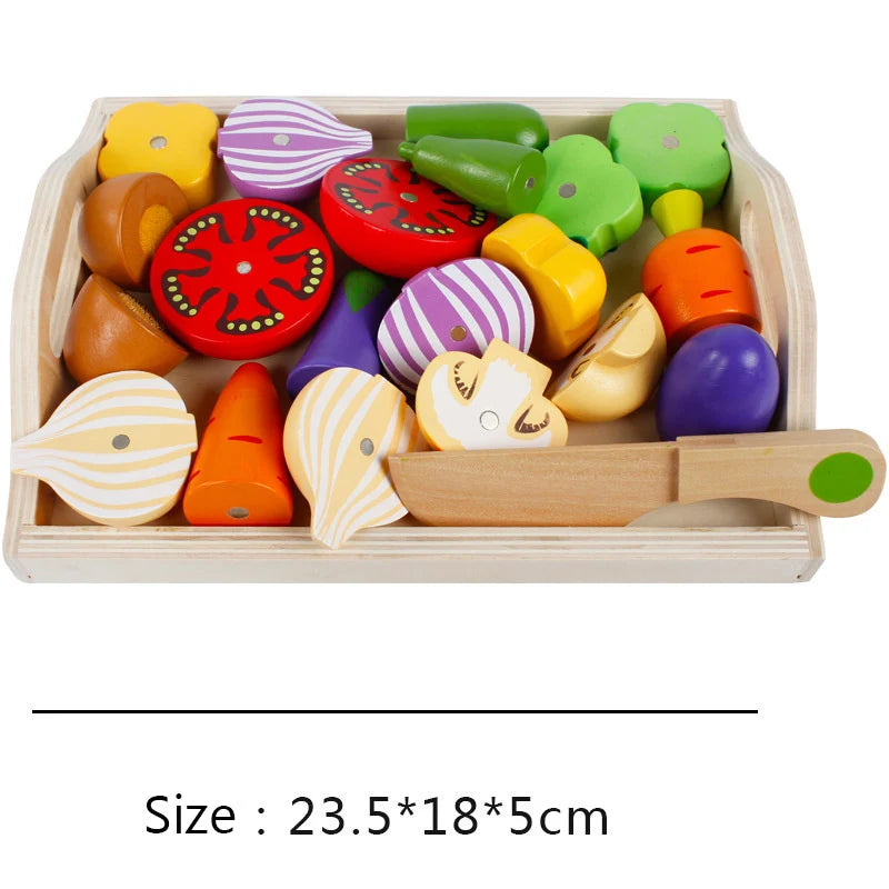 Houten Magnetische Snijset – Groenten & Fruit | Montessori Keuken Speelgoed