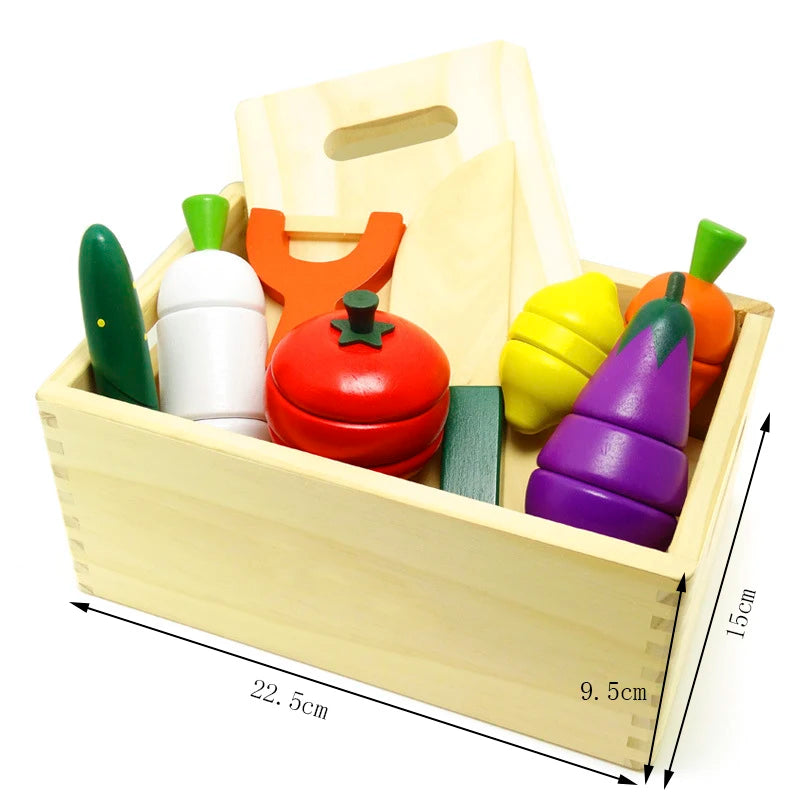 Houten Magnetische Snijset – Groenten & Fruit | Montessori Keuken Speelgoed