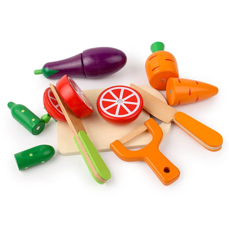Houten Magnetische Snijset – Groenten & Fruit | Montessori Keuken Speelgoed