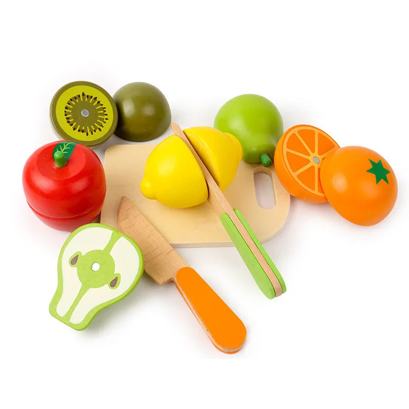 Houten Magnetische Snijset – Groenten & Fruit | Montessori Keuken Speelgoed