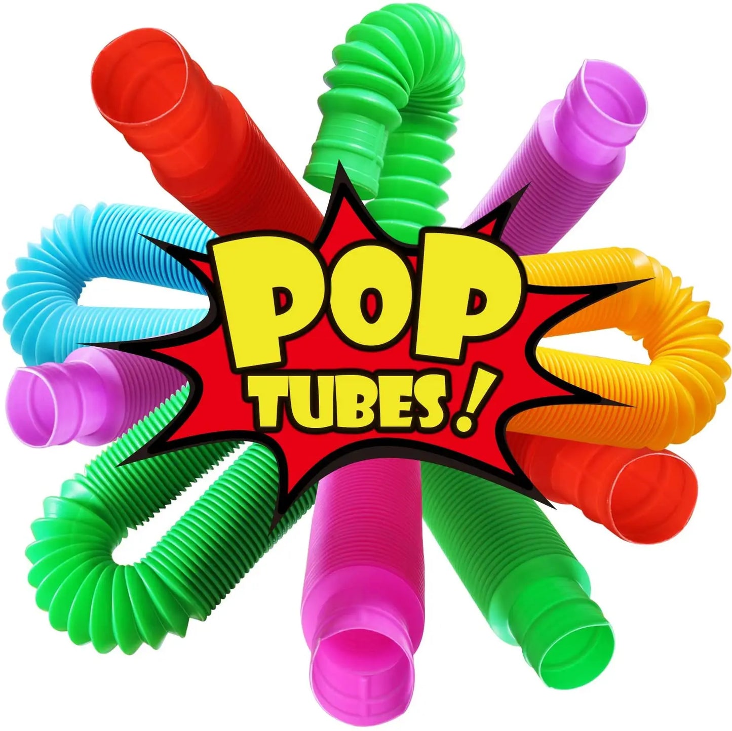 Mini Pop Tubes Fidget Toy Set van 4 Kleurrijke Buisjes (Stress & ADHD)