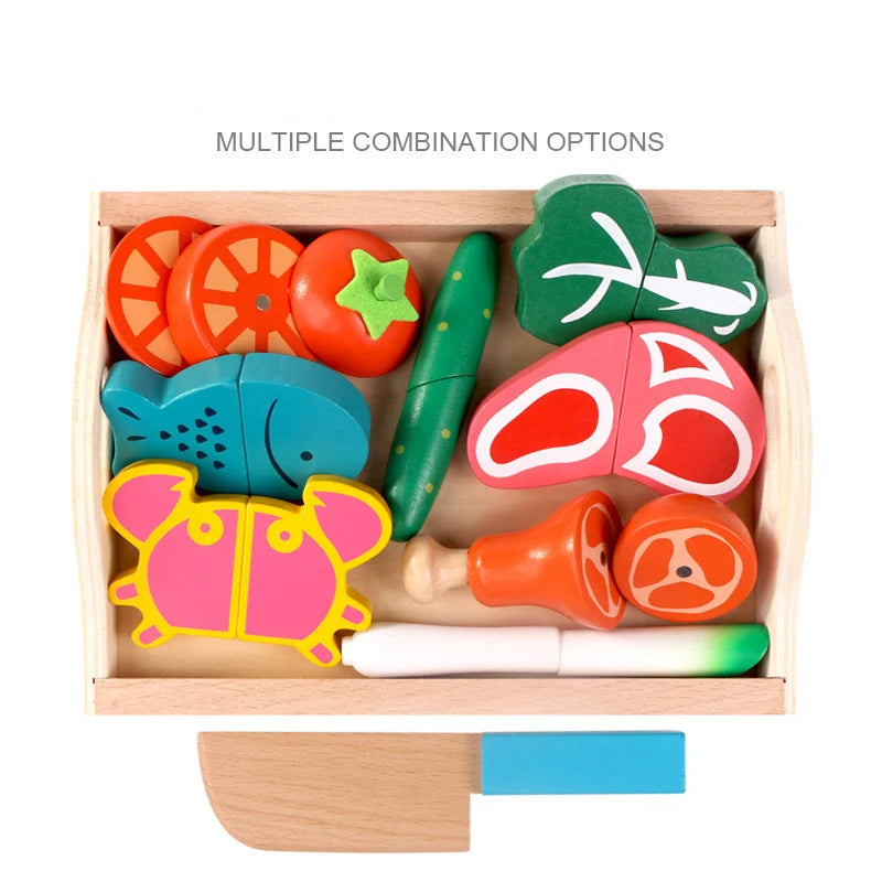 Houten Magnetische Snijset – Groenten & Fruit | Montessori Keuken Speelgoed