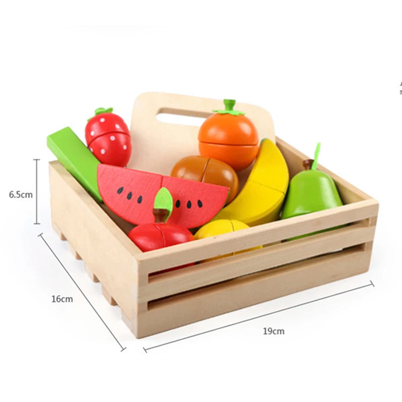 Houten Magnetische Snijset – Groenten & Fruit | Montessori Keuken Speelgoed