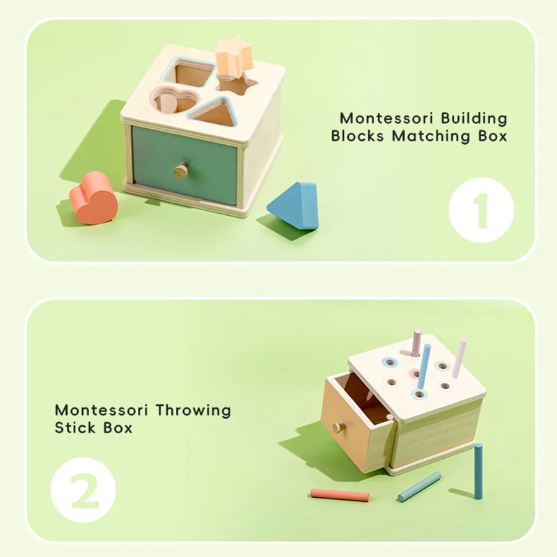Houten Montessori Sorteerbox – Vormen, Munten, Ballen of Stokjes | Sensorisch Speelgoed 3-6 jaar