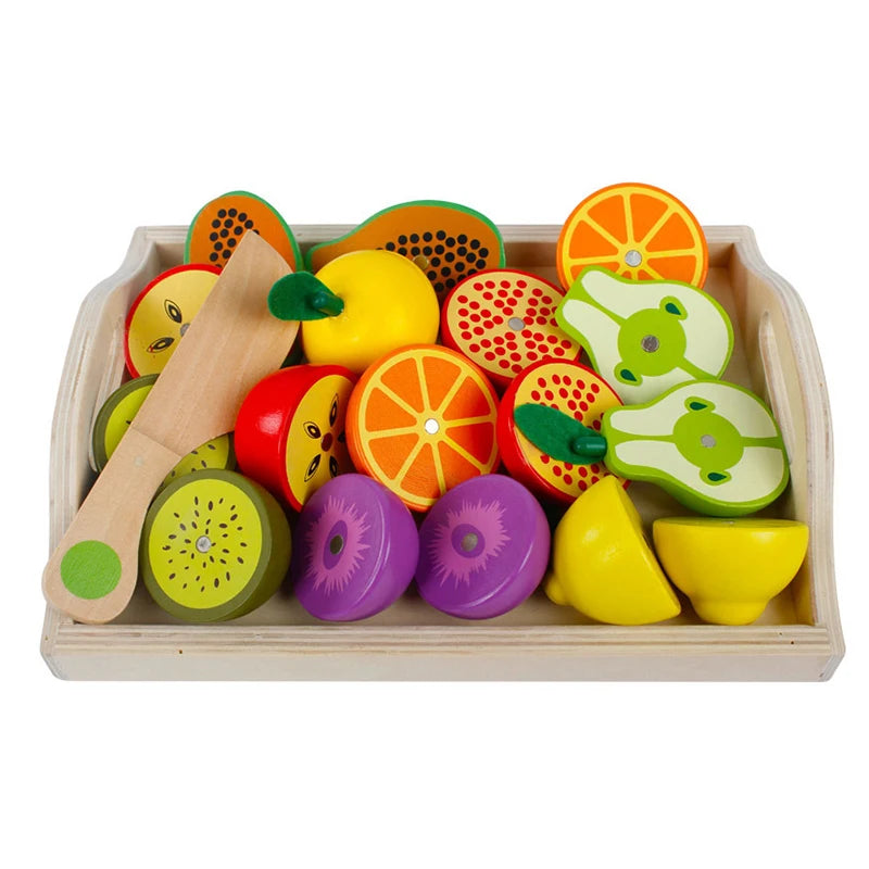 Houten Magnetische Snijset – Groenten & Fruit | Montessori Keuken Speelgoed