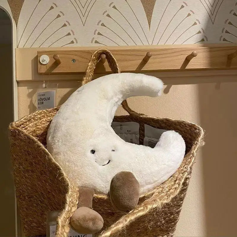 Maan & Zon Pluche Kussen – Zachte Knuffelkussen voor Kinderkamer (30-46cm)