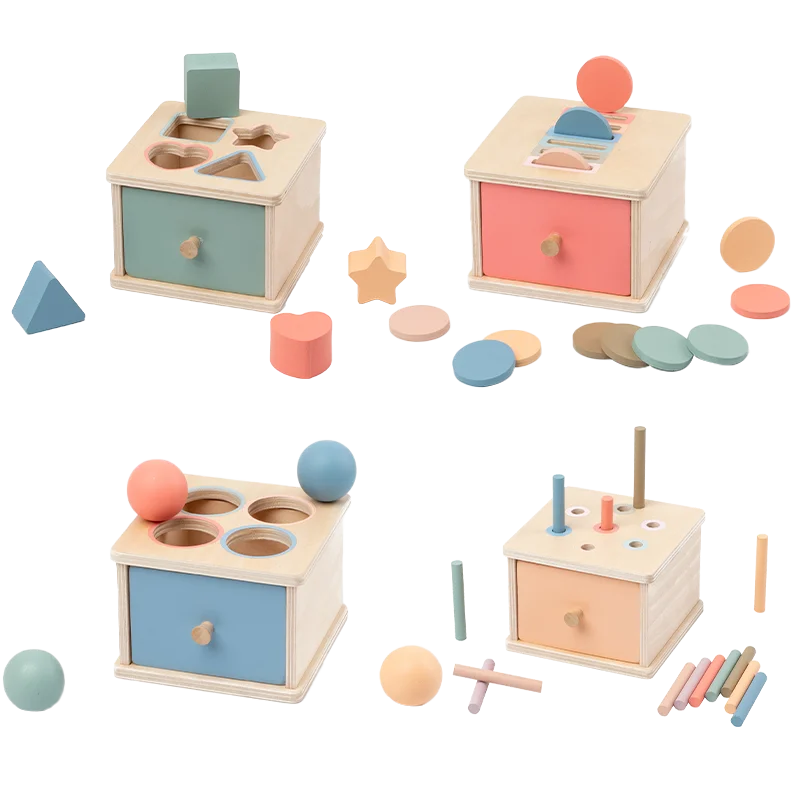 Houten Montessori Sorteerbox – Vormen, Munten, Ballen of Stokjes | Sensorisch Speelgoed 3-6 jaar