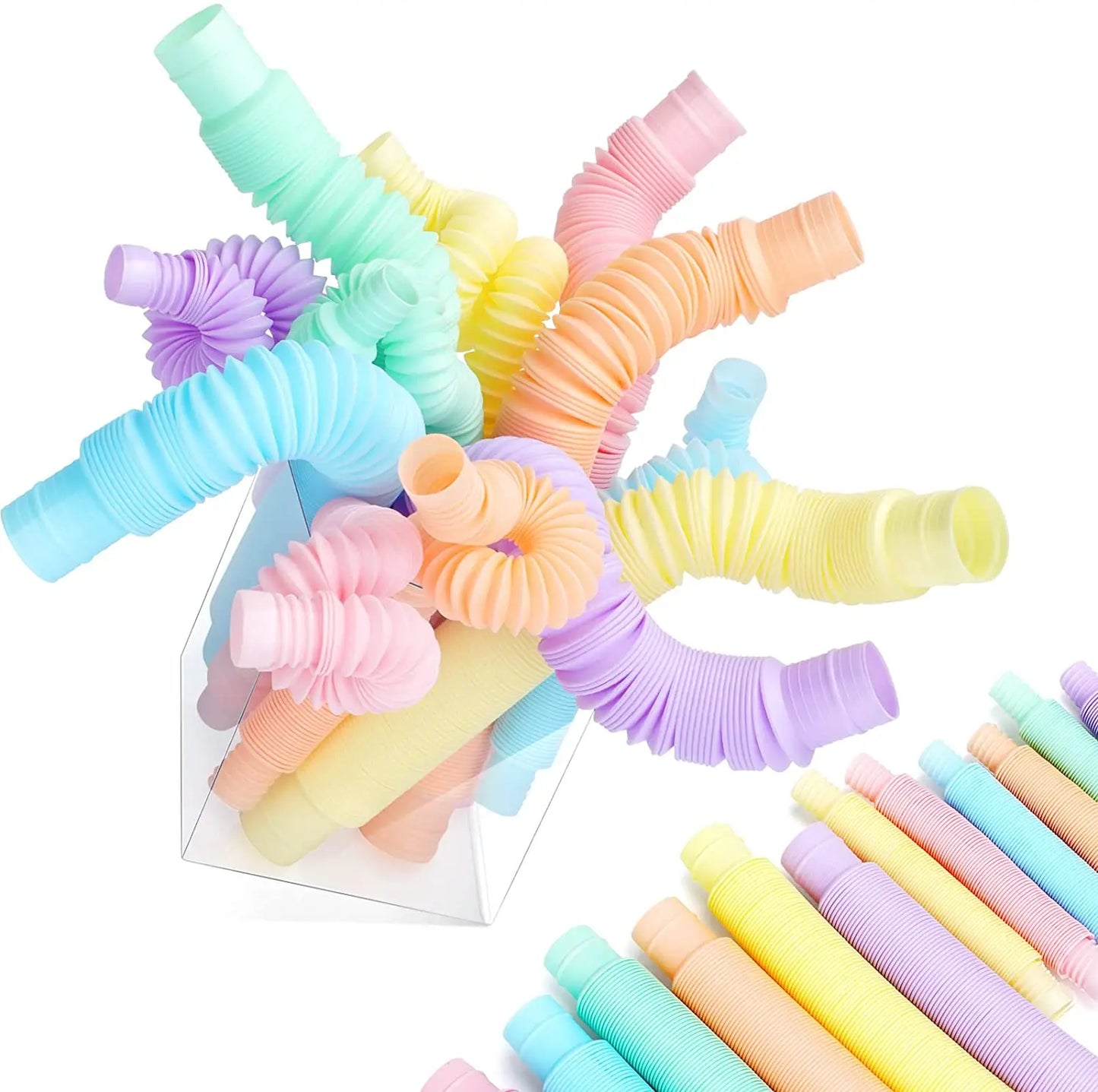 Mini Pop Tubes Fidget Toy Set van 4 Kleurrijke Buisjes (Stress & ADHD)