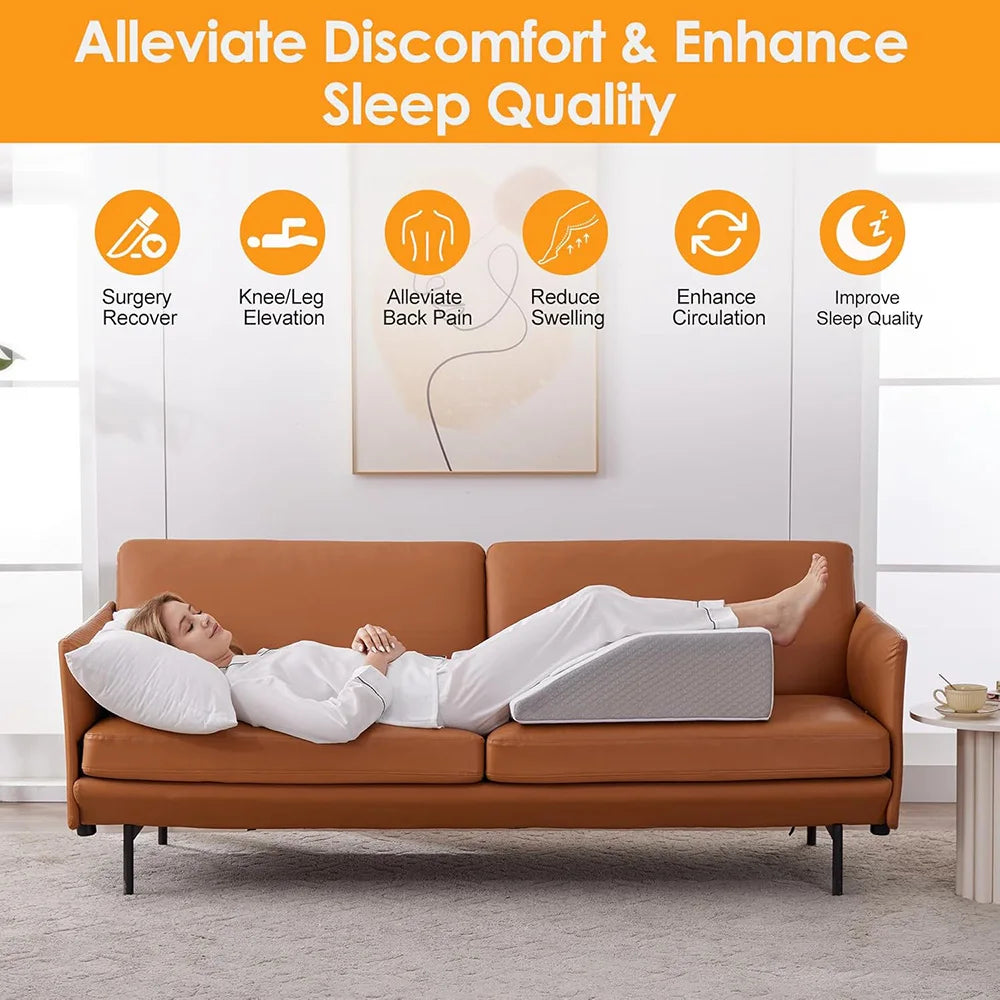 Memory Foam Beenkussen – Wigvormig Ondersteuningskussen