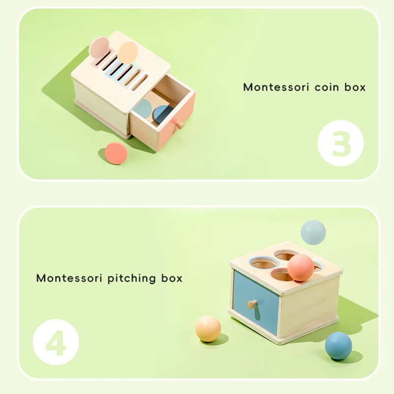 Houten Montessori Sorteerbox – Vormen, Munten, Ballen of Stokjes | Sensorisch Speelgoed 3-6 jaar