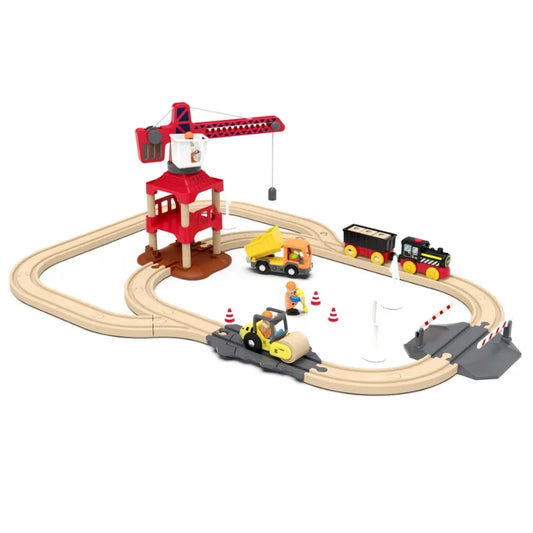 Houten Railset voor Elektrische Treinen – Compatibel met Alle Merken | Uitbreidingsset