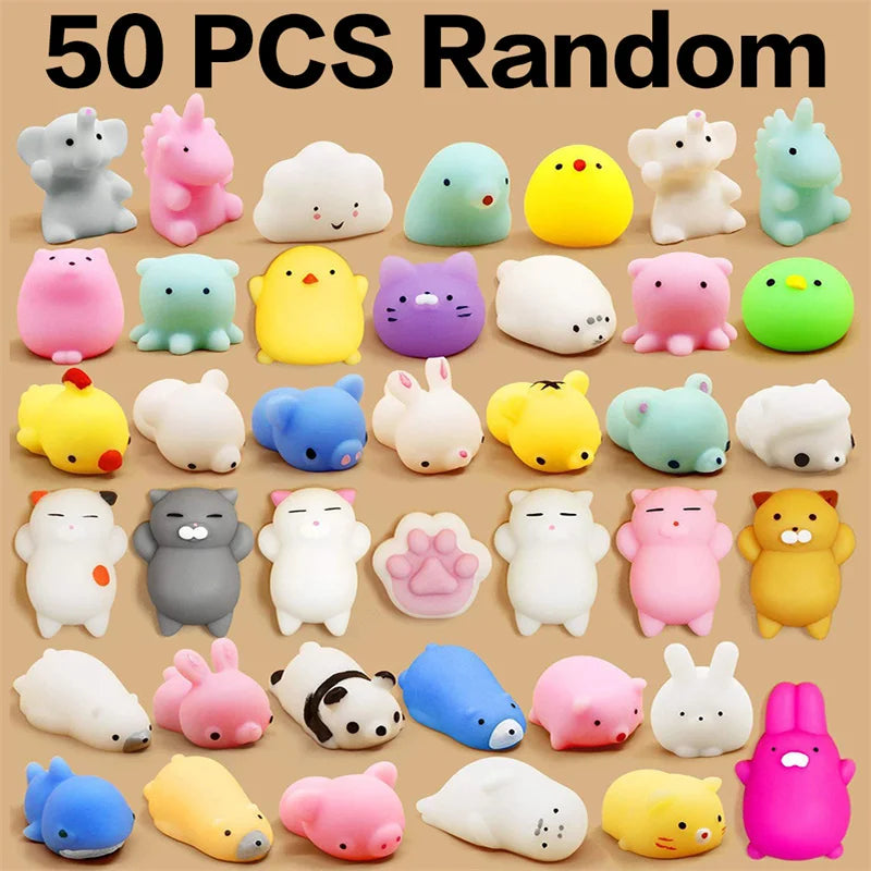 Mini Mochi Squishy Dieren – Kawaii Stressbal Set (5 t/m 50 stuks)