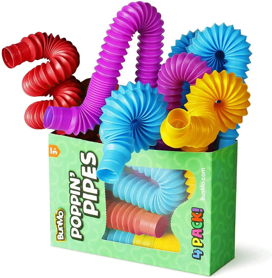 Mini Pop Tubes Fidget Toy Set van 4 Kleurrijke Buisjes (Stress & ADHD)