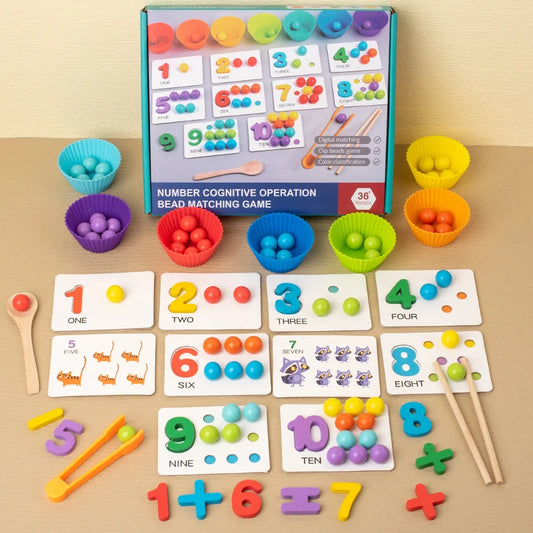 Montessori Kleursorteerset – Houten Kralenspel met Sorteerkommetjes | Fijne Motoriek 3+
