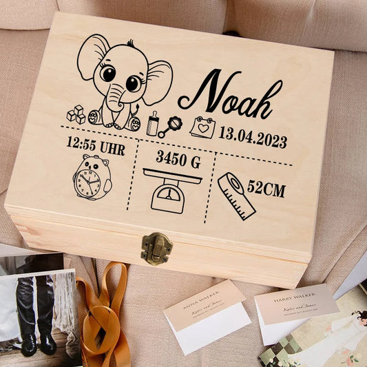Gepersonaliseerde Houten Herinneringsdoos Baby – Kraamcadeau | Geboorte Aandenken Doosje