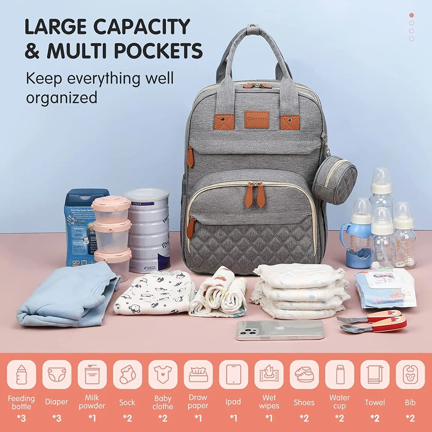3-in-1 Luiertas Rugzak – Opvouwbaar Babybedje, Waterproof & USB-oplader