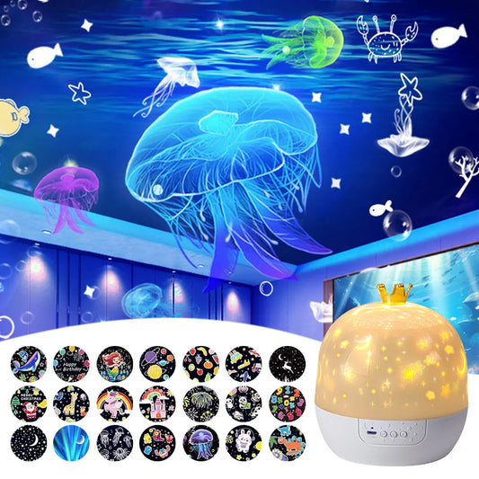 Roterende Nachtlamp Projector met Muziek – Sterrenprojector voor Kinderkamer (15/21 Films)