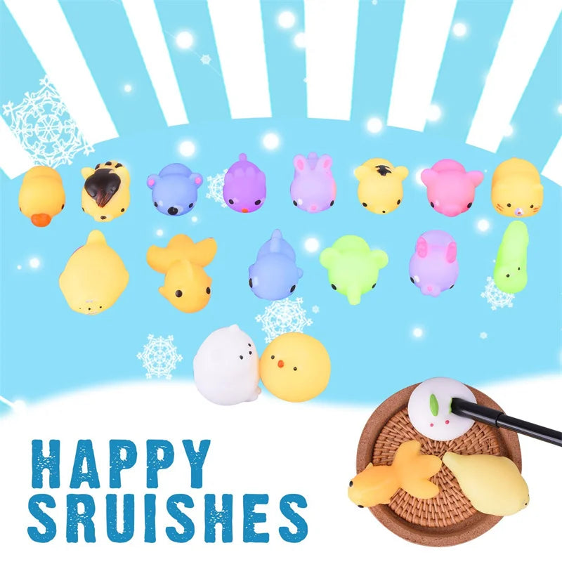 Mini Mochi Squishy Dieren – Kawaii Stressbal Set (5 t/m 50 stuks)