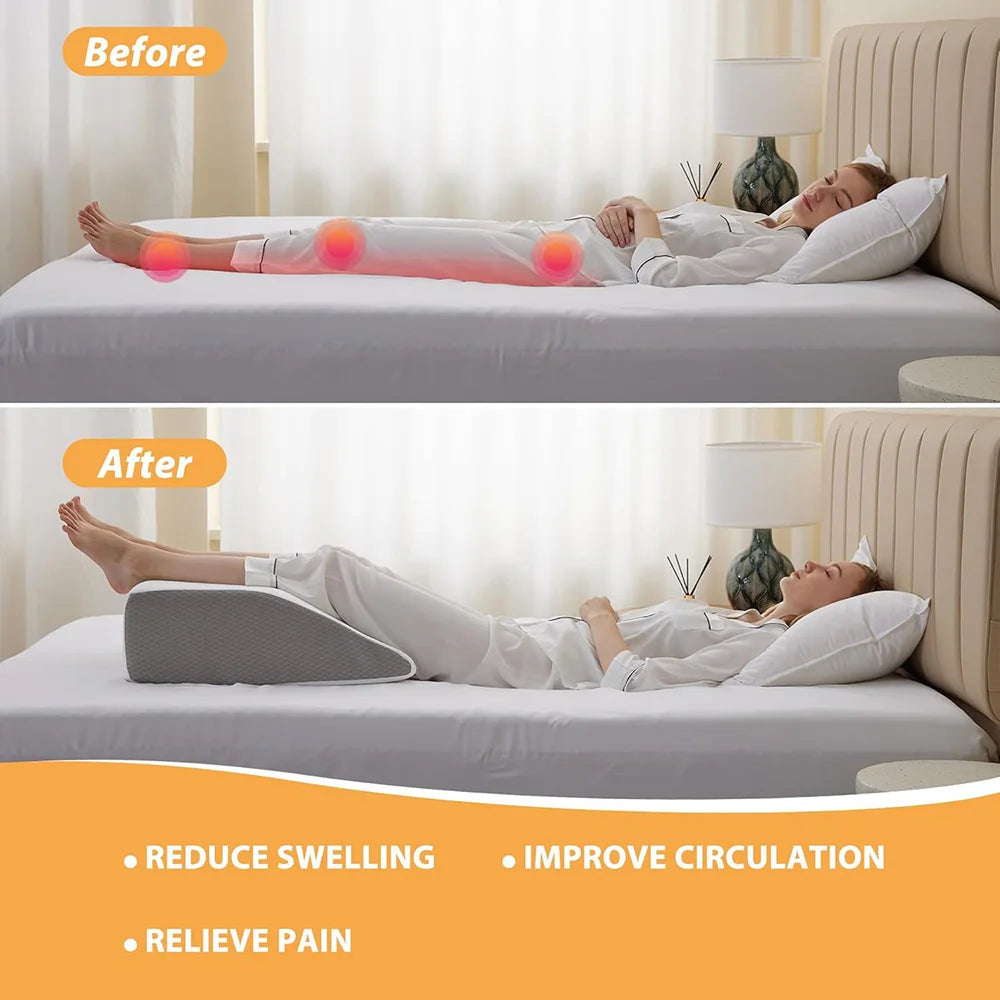 Memory Foam Beenkussen – Wigvormig Ondersteuningskussen