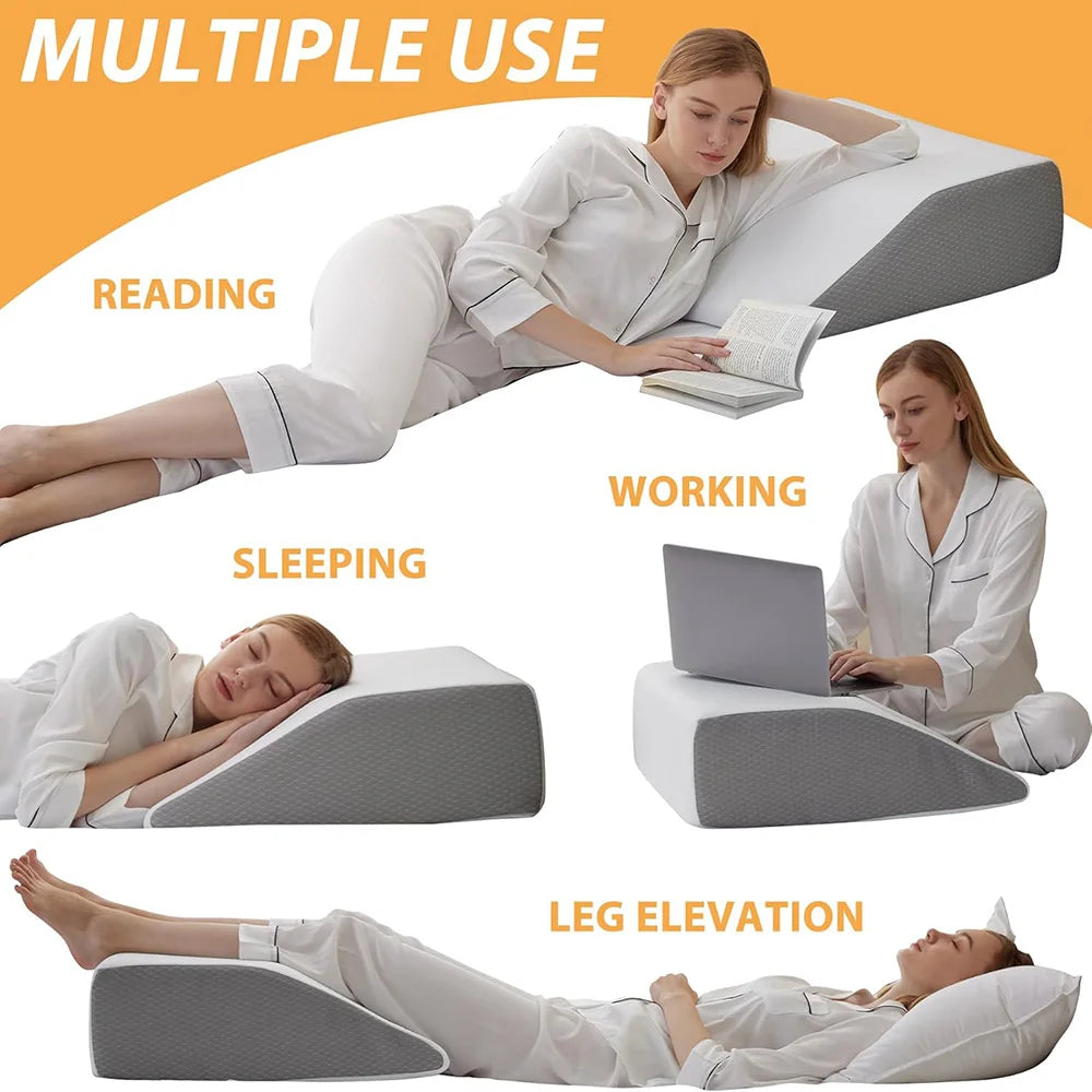 Memory Foam Beenkussen – Wigvormig Ondersteuningskussen