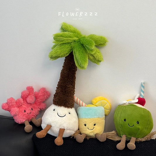 JC Tropische Pluche Knuffels – Kokos, Citroen, Koraal & meer (9cm)