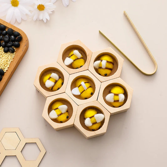 Houten Bijenpuzzel – Montessori Speelgoed voor Baby's
