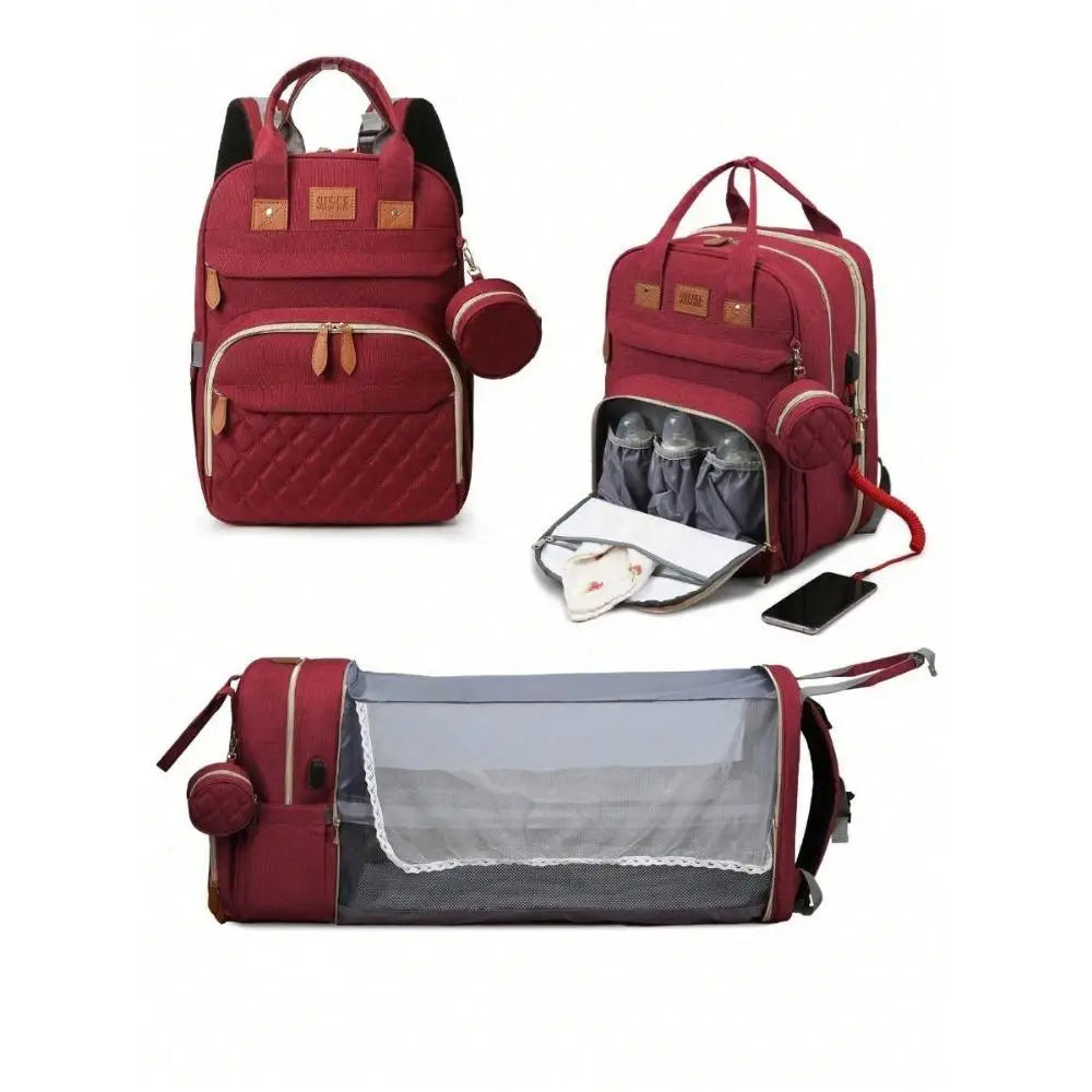 3-in-1 Luiertas Rugzak – Opvouwbaar Babybedje, Waterproof & USB-oplader