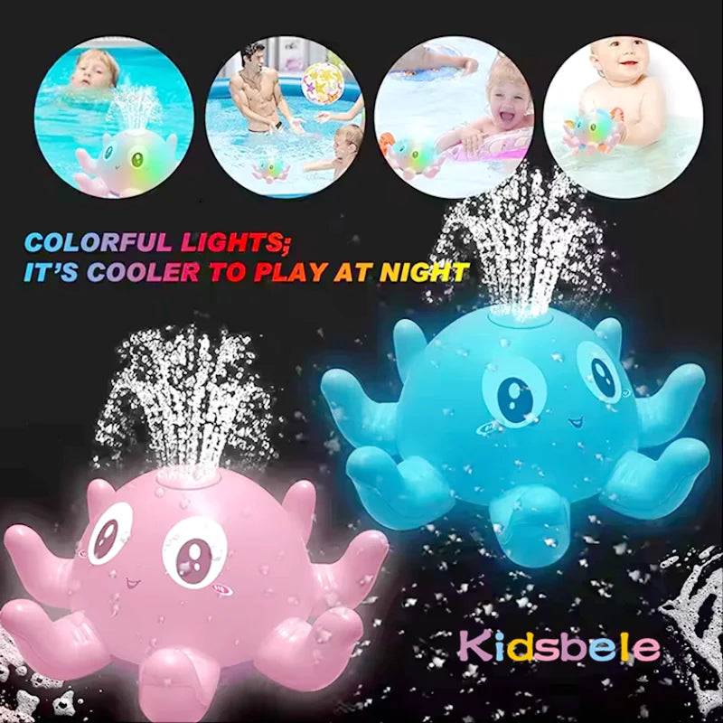 Lichtgevende Octopus Badspeelgoed – Muzikaal Watersproeier Badspeeltje | Roze & Blauw