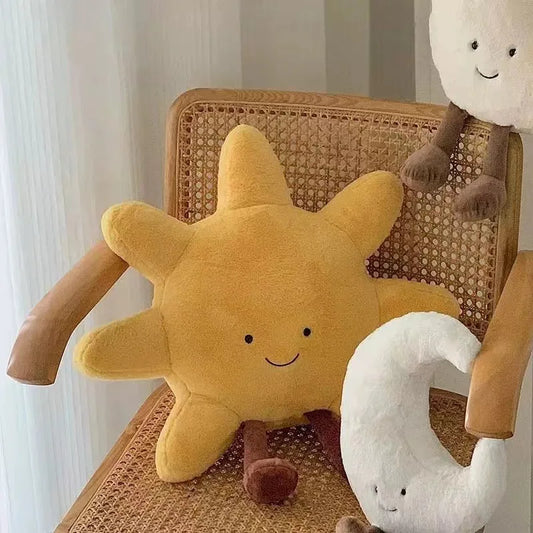 Maan & Zon Pluche Kussen – Zachte Knuffelkussen voor Kinderkamer (30-46cm)