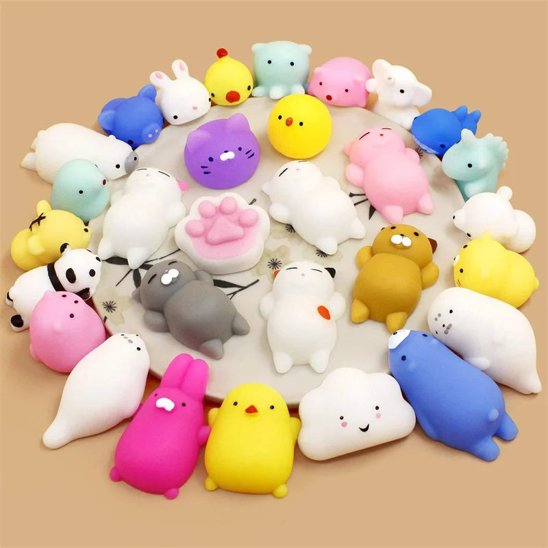 Mini Mochi Squishy Dieren – Kawaii Stressbal Set (5 t/m 50 stuks)